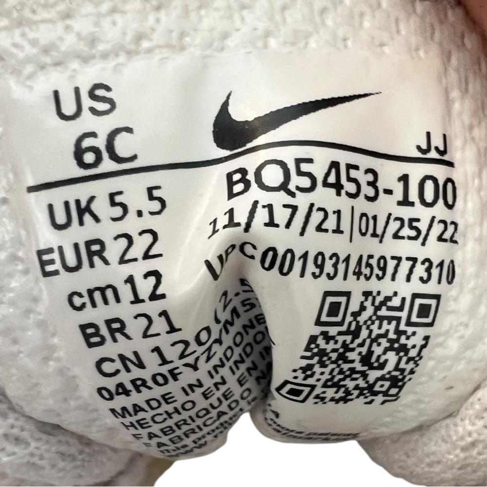 Nike Kids White Sneakers with Strap Toddler 6C - Picture 6 of 8